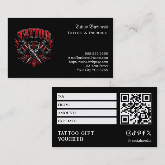 Tattoo-Geschenkgutschein Visitenkarte (Vorne/Hinten)