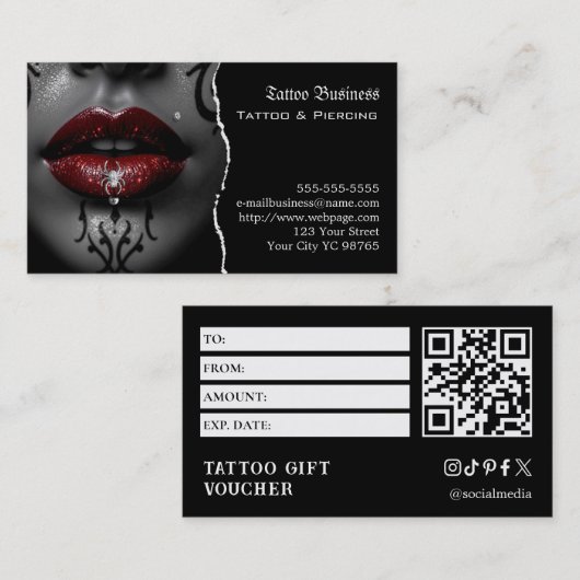 Tattoo-Geschenkgutschein Visitenkarte (Vorne/Hinten)