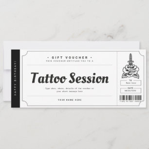Tattoo-Geschenkkarte Ticket Gutschein Zertifikat Einladung