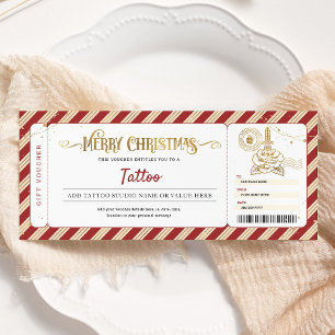 Tattoo Get Inked Geschenk Weihnachts-Ticket Gutsch Einladung