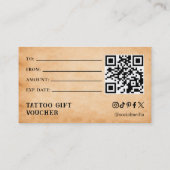 Tattoo Gift Voucher Visitenkarte (Rückseite)