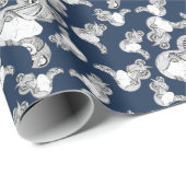 Tattoo Girl Black and White on Navy Geschenkpapier (Rolleneckpunkt)