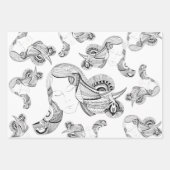 Tattoo Girl Schwarz und Weiß Geschenkpapier Set (Vorderseite)