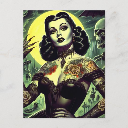 Tattoo Goth Woman Postkarte (Vorderseite)