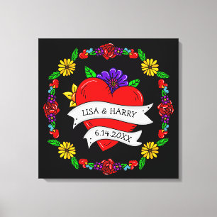 Tattoo Graffiti Art Wedding Bridge and Groom Leinwanddruck