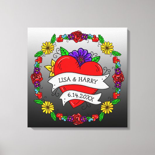 Tattoo Graffiti Art Wedding Bridge and Groom Leinwanddruck (Vorderseite)