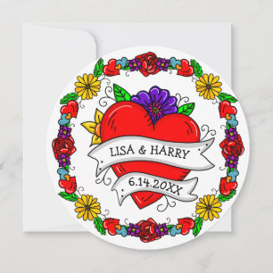 Tattoo Graffiti Kunst Hochzeit  Save the Date Einladung