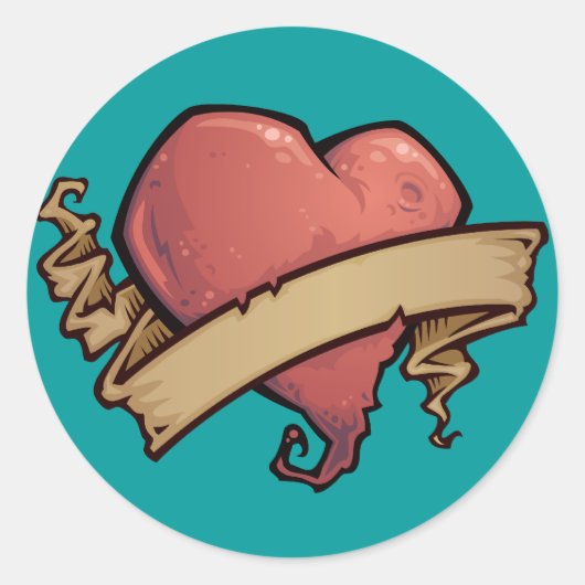 Tattoo Heart Runder Aufkleber (Vorderseite)