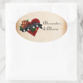 Tattoo Herz und Rose Custom Ovaler Aufkleber (Tasche)