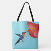Tattoo Hummingbird und Rote Blume Exotic Tasche (Vorderseite)