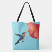 Tattoo Hummingbird und Rote Blume Exotic Tasche (Rückseite)