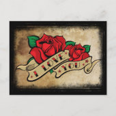 Tattoo I Liebe You Rose Postcard Postkarte (Vorderseite)