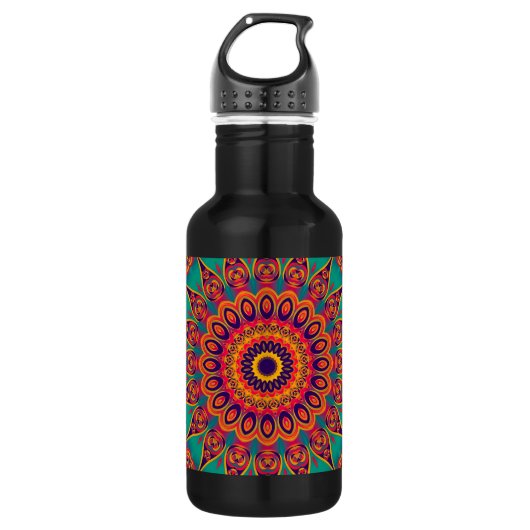 Tattoo Kaleidoscope Fraktal Edelstahlflasche (Vorderseite)