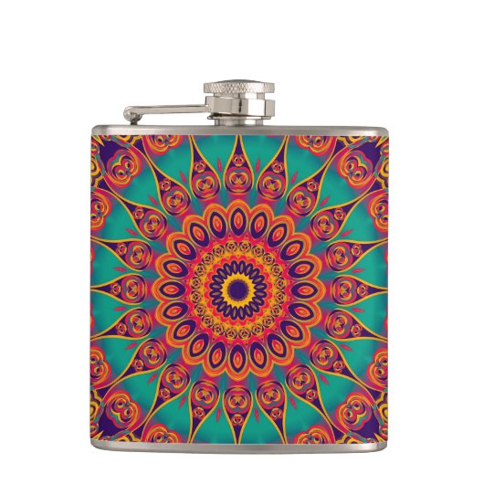 Tattoo Kaleidoscope Fraktal Flachmann (Vorderseite)