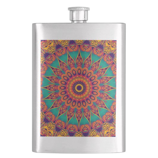 Tattoo Kaleidoscope Fraktal Flachmann (Vorderseite)