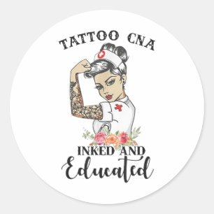 Tattoo kann eine starke und gut ausgebildete Frau Runder Aufkleber