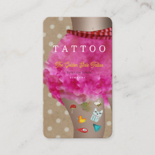 Tattoo kawaii bezaubernde Tinte rosa und braun Visitenkarte