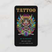 Tattoo-Künstler-Samurai-Skull-Tattoo-Studio-QR-Cod Visitenkarte (Vorderseite)
