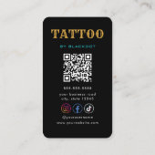 Tattoo-Künstler-Samurai-Skull-Tattoo-Studio-QR-Cod Visitenkarte (Rückseite)