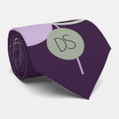Tattoo Linework | Bohemisch Lila grüne Monogramm Krawatte (Gerollt)