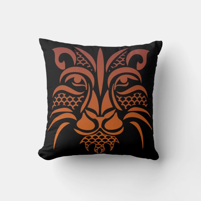 Tattoo Lion Face Pillow Kissen (Vorderseite)