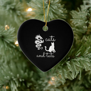 Tattoo Lover Geschenke Katzen und Tats Drache Kitt Keramik Ornament