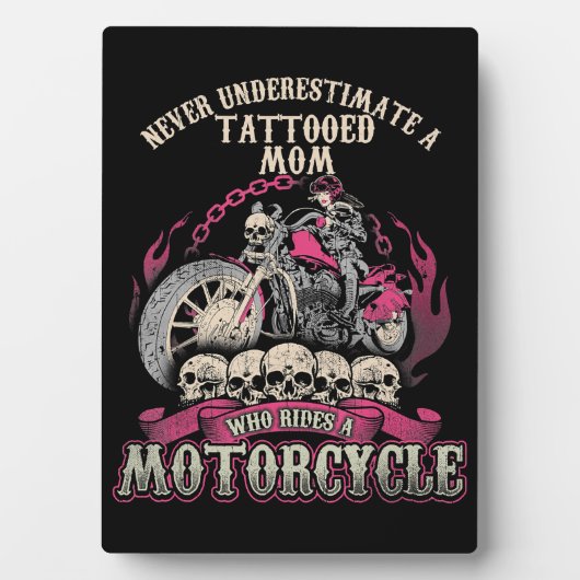 Tattoo Mama Biker nie unterschätzen Motorrad Fotoplatte (Vorderseite)