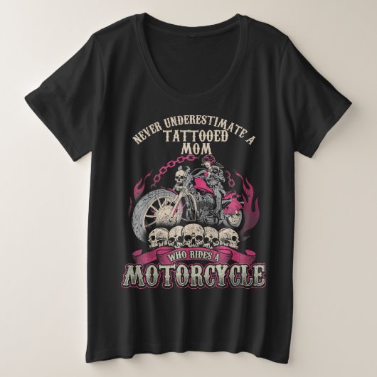 Tattoo Mama Biker nie unterschätzen Motorrad Große Größe T-Shirt (Design vorne)