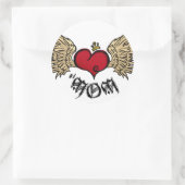 Tattoo Mama Herzklopfen mit Flügeln Runder Aufkleber (Tasche)