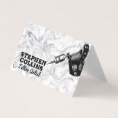 Tattoo-Maschine | Moderner Marmor Stilvoll Visitenkarten (Vorderseite)