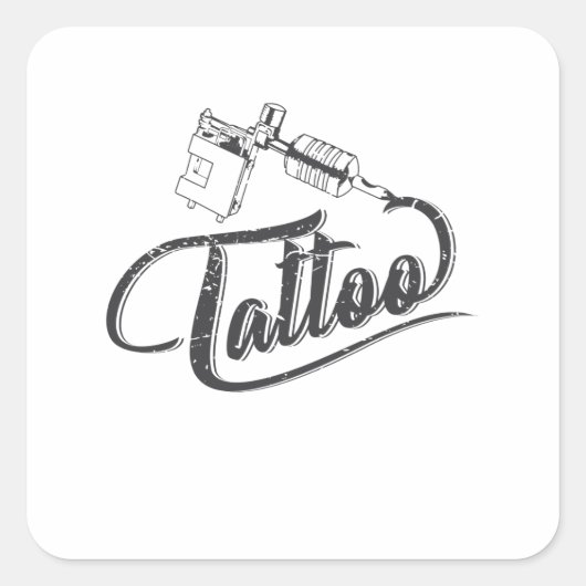 Tattoo Maschine Tätowierung Körperkult mit Tattoon Quadratischer Aufkleber (Vorderseite)