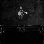 Tattoo Modern Art Deco | Schwarzer und grauer Mini Runde Wanduhr