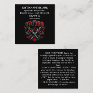 Tattoo-Nachbehandlungsanweisungen Visitenkarte