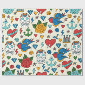 Tattoo nahtlos Muster.  Geschenkpapier (Flach)