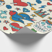 Tattoo nahtlos Muster. Geschenkpapier (Ecke)