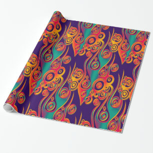 Tattoo Pattern Art - Flammen & Kreise Geschenkpapier