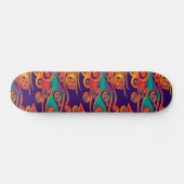 Tattoo Pattern Art - Flammen & Kreise Skateboard (Horizontal)