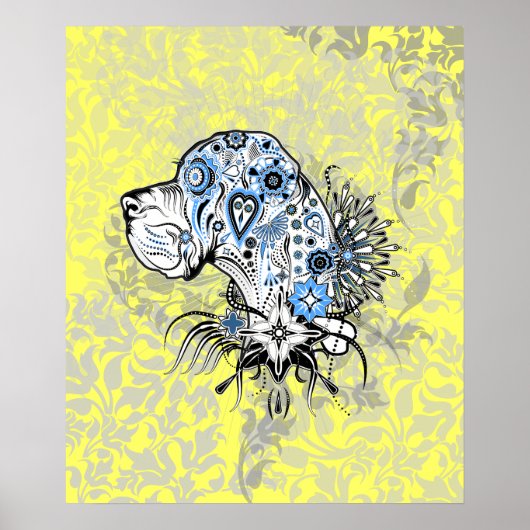 Tattoo Poster "Great dane" Head Illustration (Vorne)