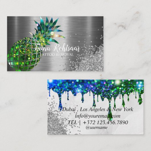 TATTOO Removal Glitzer Sparkling Business Card Visitenkarte (Vorne/Hinten)