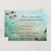 Tattoo Rose and Fluers Muerte Skull Empfang Card RSVP Karte (Vorne/Hinten)