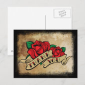 Tattoo Rose Danke Postkarte (Vorne/Hinten)