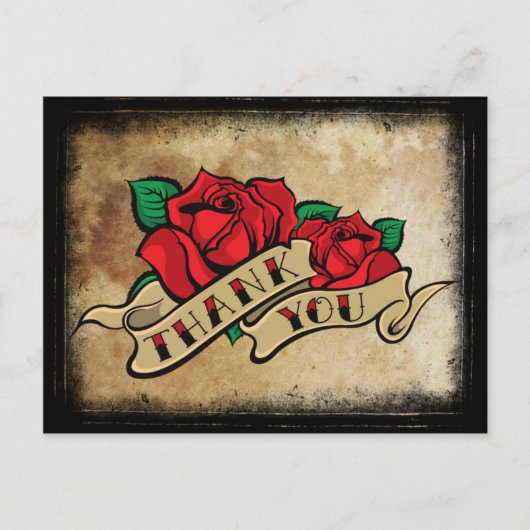 Tattoo Rose Danke Postkarte (Vorderseite)