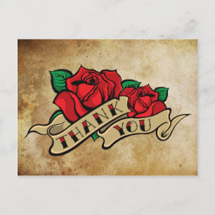 Tattoo-Rose Danke Postkarte