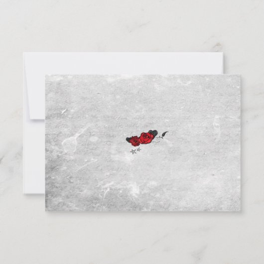 Tattoo Rose & Fluers Muerte Skull Empfang Card RSVP Karte (Rückseite)