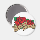 Tattoo Rose Mum Illustration Magnet (Vorderseite/Rückseite)