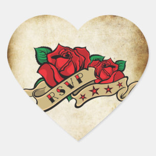Tattoo Rose Rockabilly Urban UAWG Siegel Herz-Aufkleber