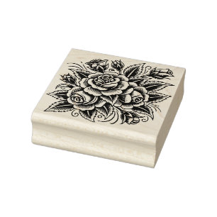 Tattoo Rose Rote Rose Blume Kunst Gummistempel