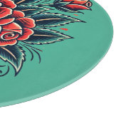 Tattoo Rose Rote Rose Blume Kunst Schneidebrett (Ecke)
