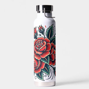 Tattoo Rose Rote Rose Blume Kunst Trinkflasche