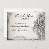 Tattoo Rose Save the Date Hochzeit Postkarte (Vorne/Hinten)